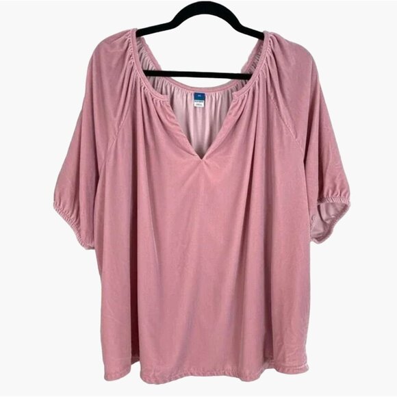 Old Navy Pink Velvet Split Neck Top Women's Plus SIze XXL New without Tags Soft - Picture 2 of 6